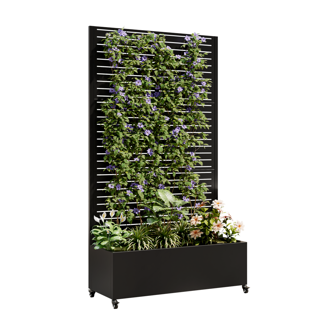 Raised Garden Bed with Trellis & Privacy Screen – 73" Metal Planter, view 2