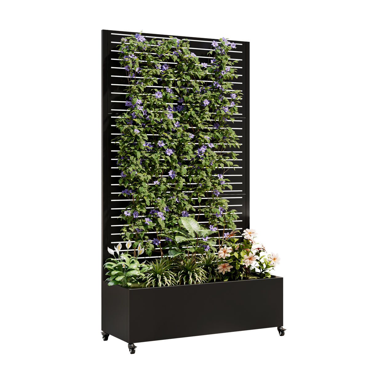 Raised Garden Bed with Trellis & Privacy Screen – 73" Metal Planter, view 2