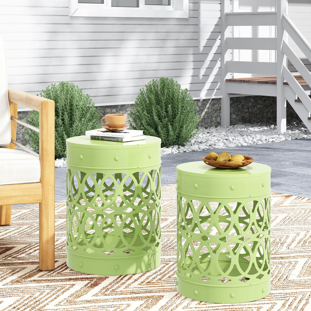 Outdoor Metal Side Table Set of 2, view 7