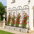 4 Pack Elegant Black Iron Garden Trellis