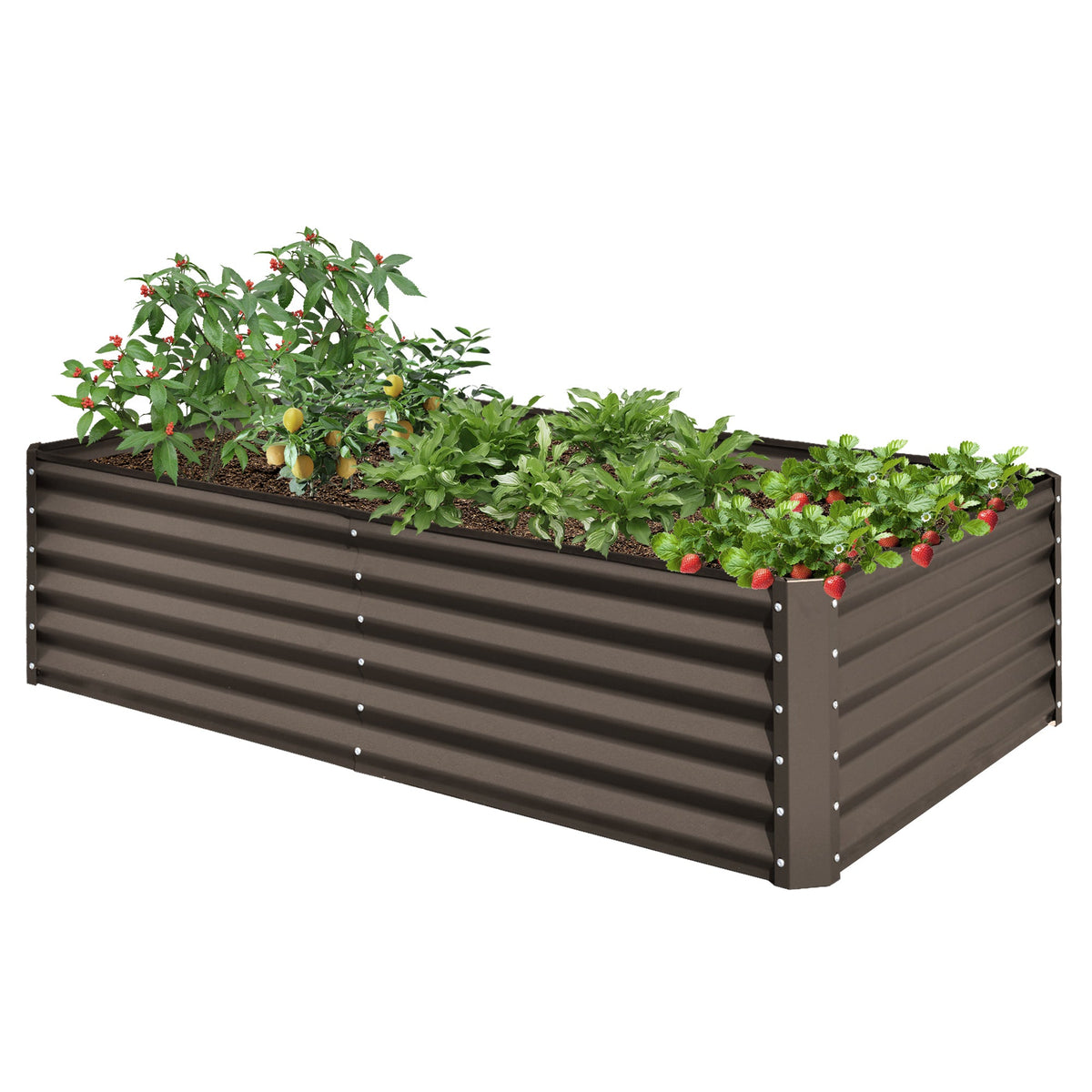 6x3x1.5ft Galvanized Raised Garden Bed – Brown or Dark Gray