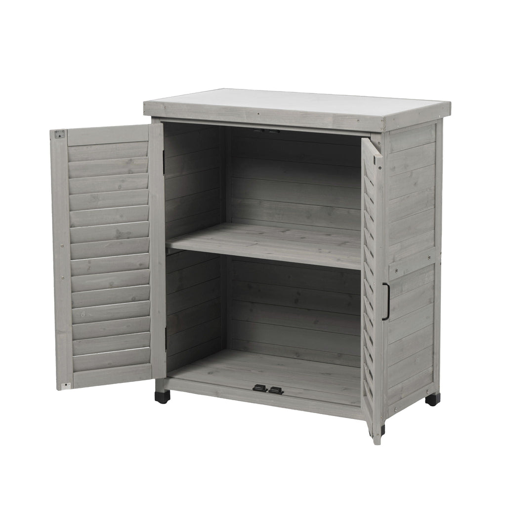 Potting Bench With Storage Cabinet And Metal Table Top For Outdoor, view 10
