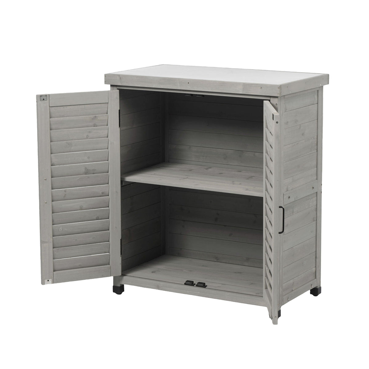 Potting Bench With Storage Cabinet And Metal Table Top For Outdoor, view 10