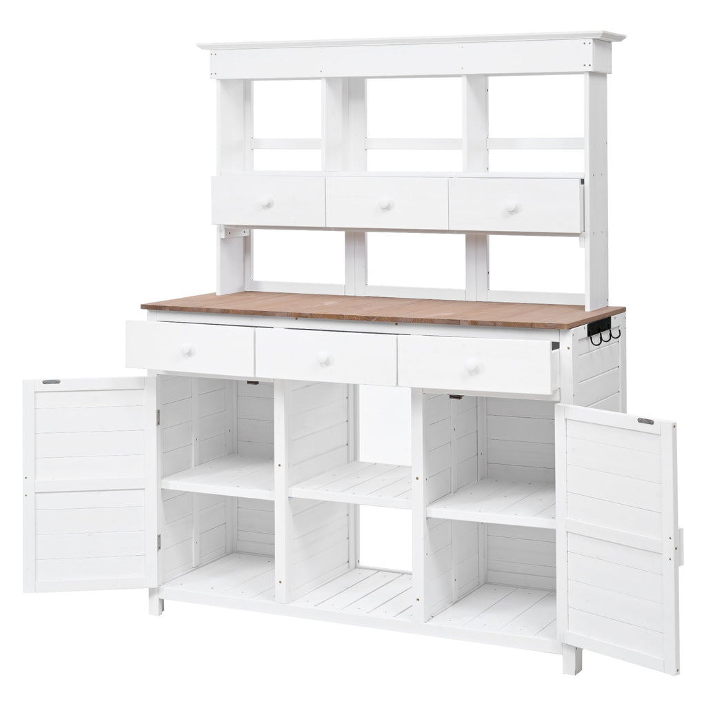 TOPMAX 65.7" Potting Bench with Hutch, 6 Drawers & Cabinets, view 7