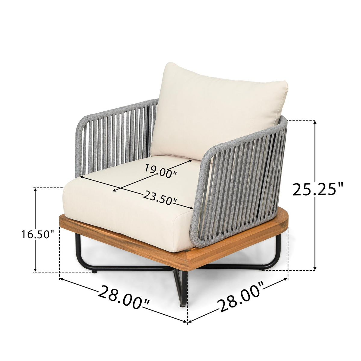 Lucca Outdoor Acacia Wood Chair, view 8