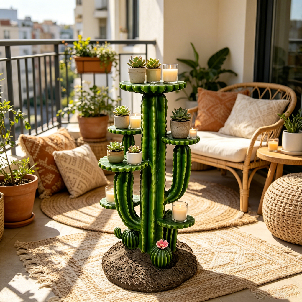 32" resin saguaro cactus plant stand, view 2