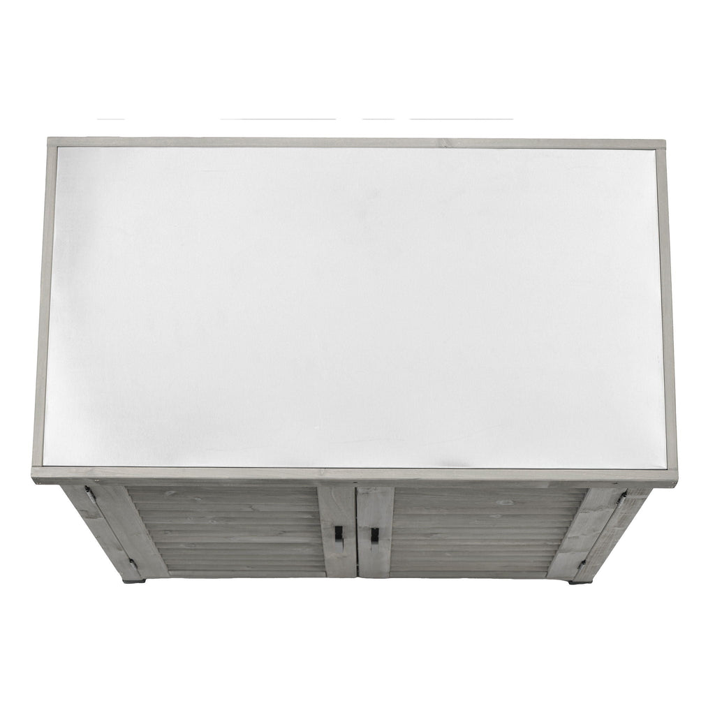 Potting Bench With Storage Cabinet And Metal Table Top For Outdoor, view 12
