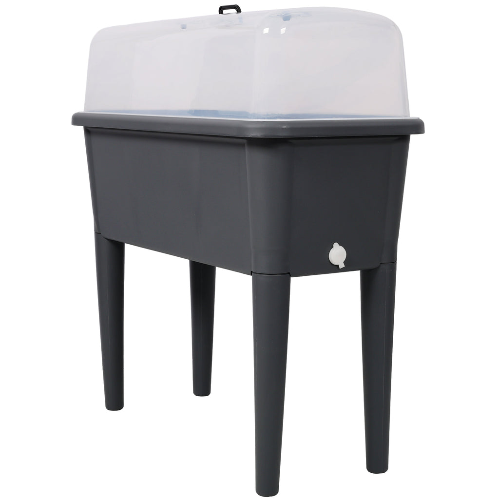 Elevated Resin Garden Bed with Greenhouse Lid & Removable Legs, view 3
