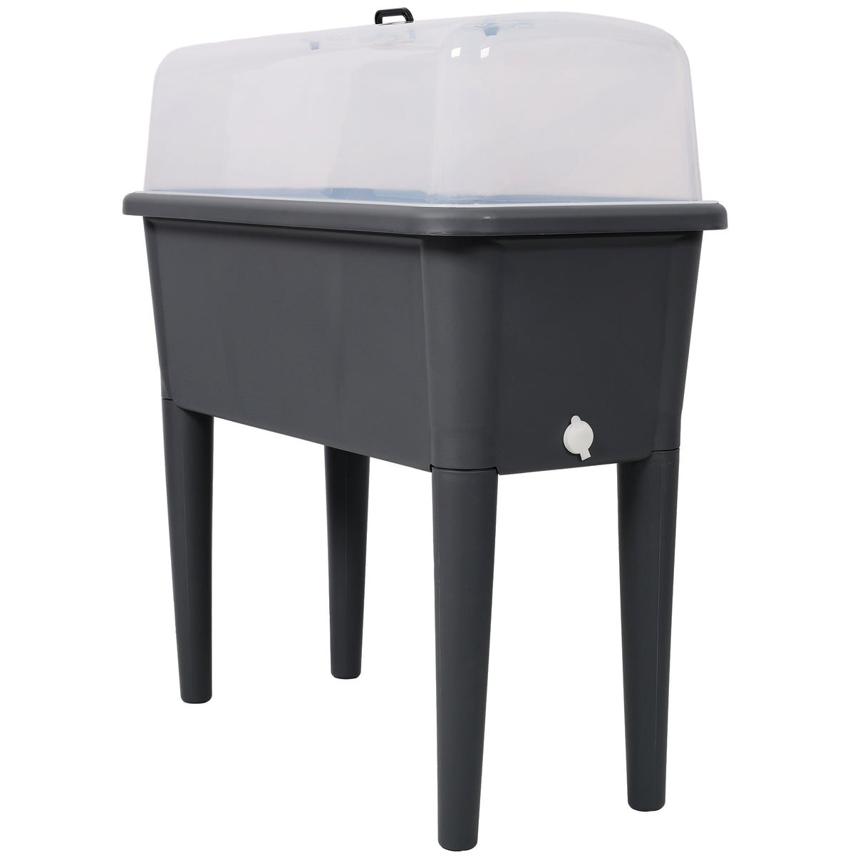 Elevated Resin Garden Bed with Greenhouse Lid & Removable Legs