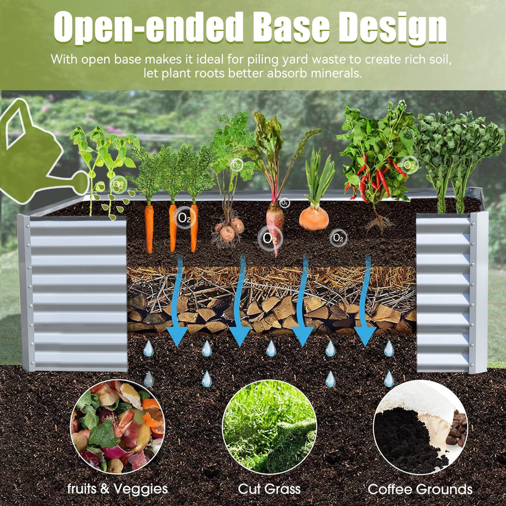 6x3x2ft Galvanized Raised Garden Bed – Silver or Dark Gray, view 7