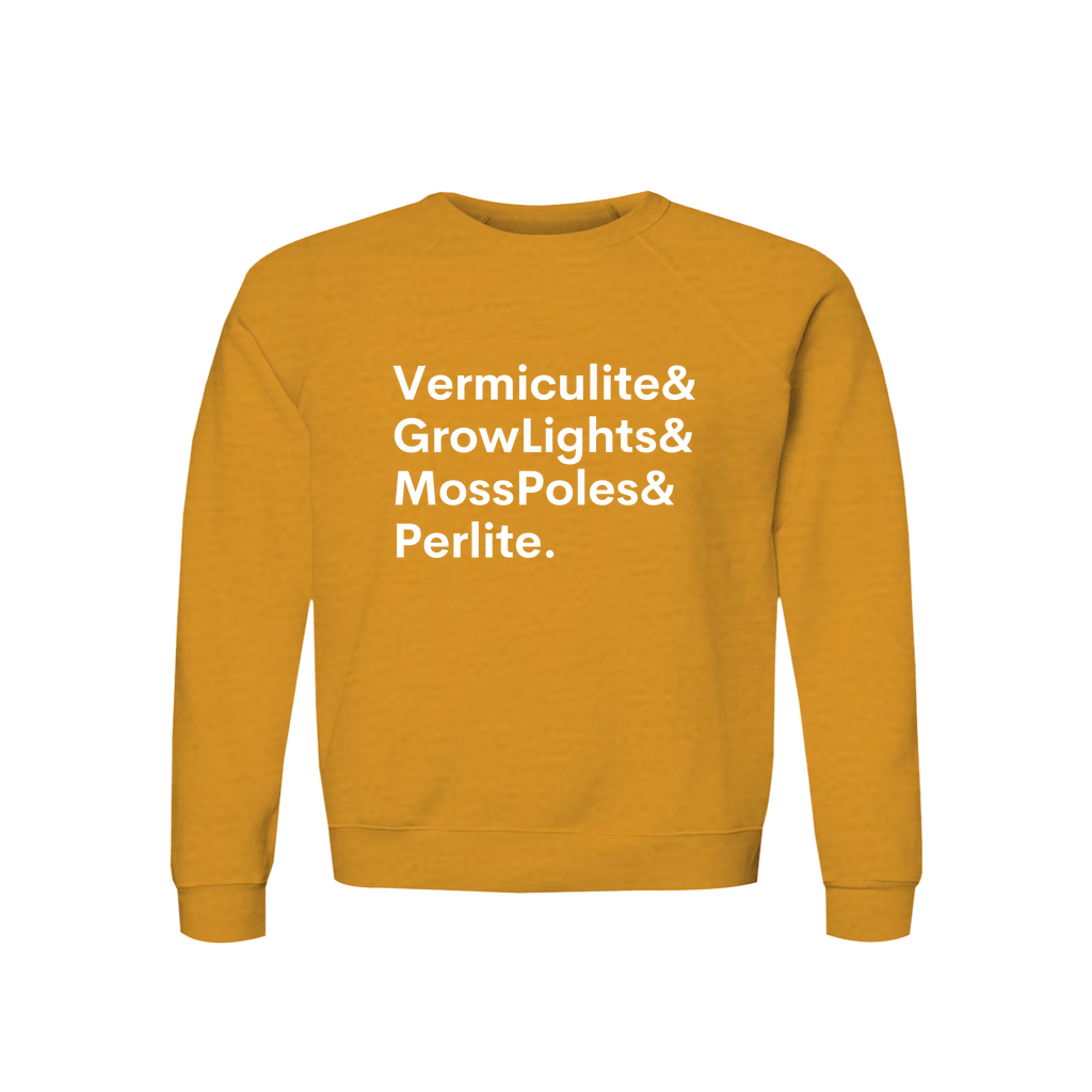 Vermiculite, GrowLights, MossPoles & Perlite Plant Lover Sweatshirt – Organic Cotton Raglan, view 10