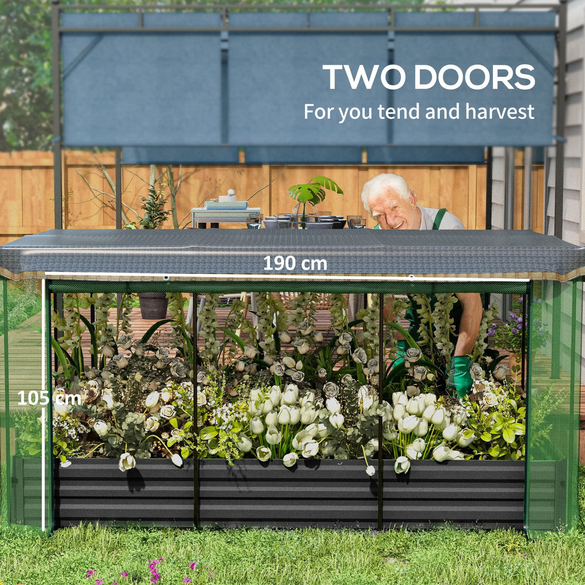 Galvanized Raised Garden Bed with Crop Cage and Shade Cloth, view 4