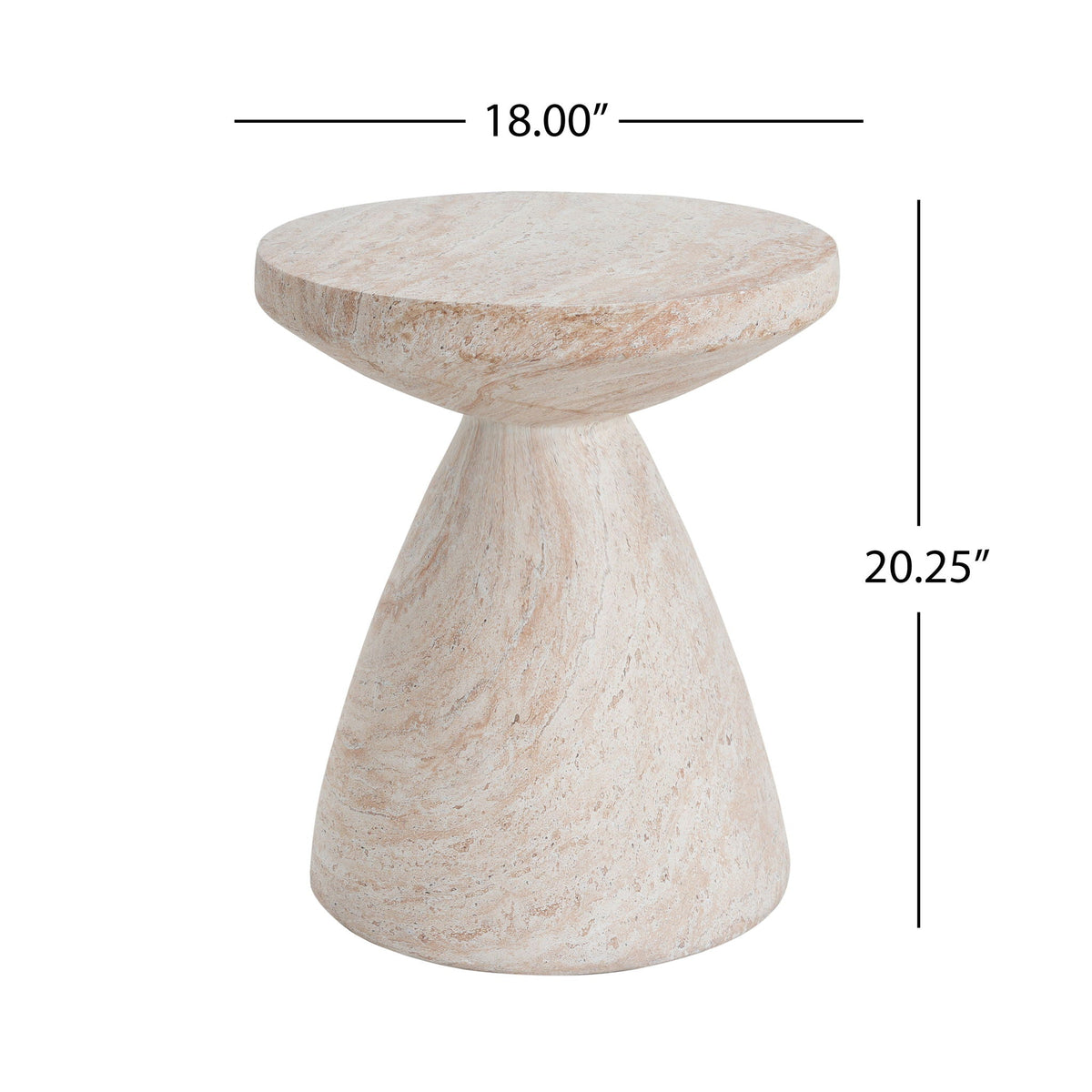 Travertine-Finish Concrete Side Table – Gray or Beige, view 3