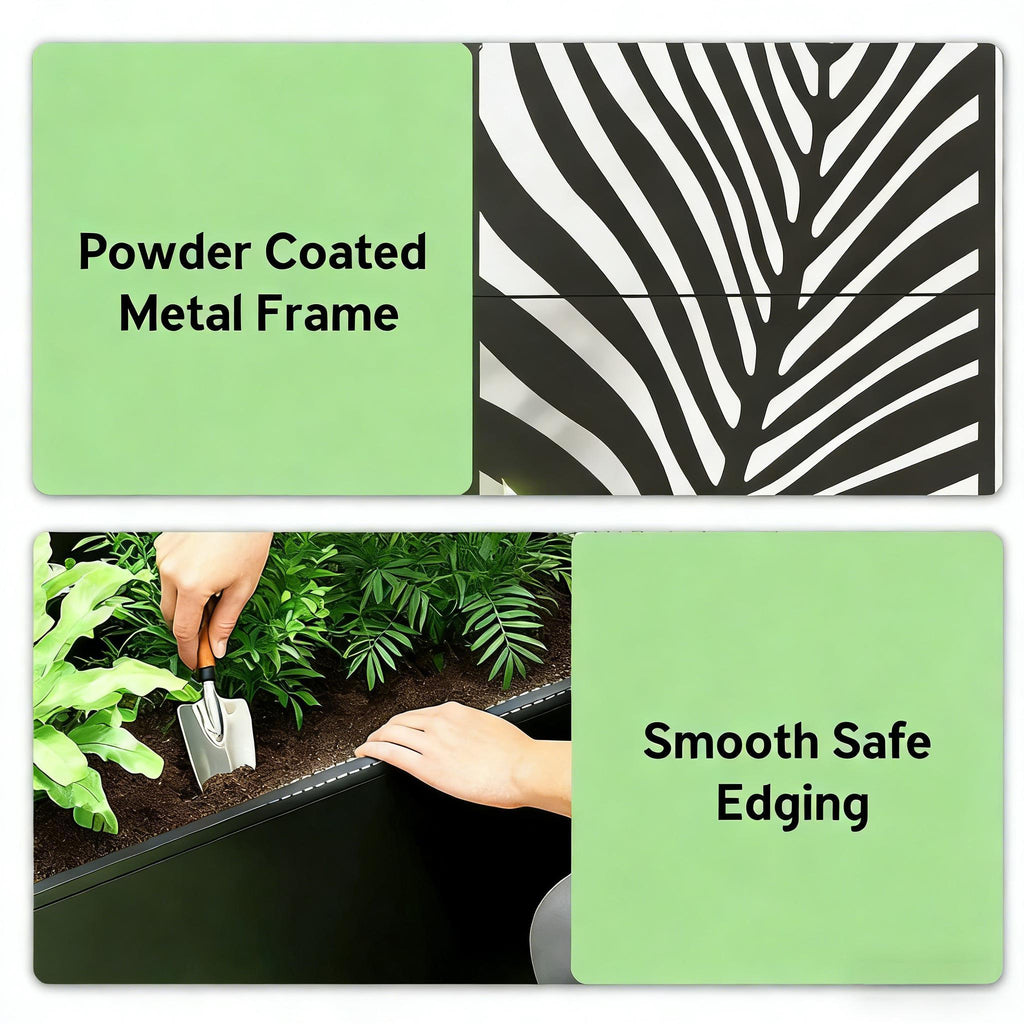 Outdoor Raised Garden Bed with Privacy Screen and Metal Planter Box, view 2