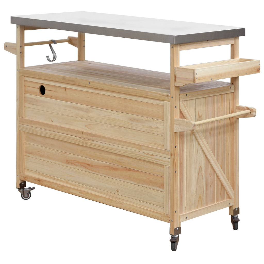 K&K Outdoor Kitchen Island – Natural Fir with Stainless Steel Top
