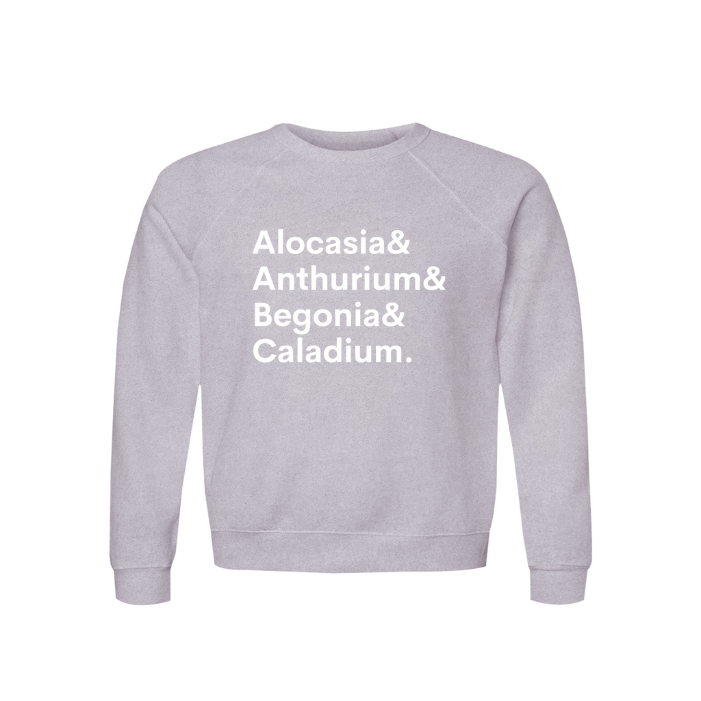 Alocasia, Anthurium, Begonia & Caladium Plant Lover Sweatshirt – Organic Cotton Raglan, view 3