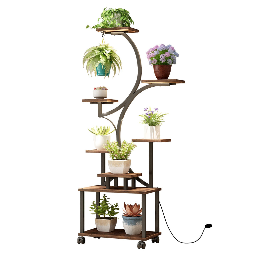 62" S-shaped plant stand with grow lights, view 8