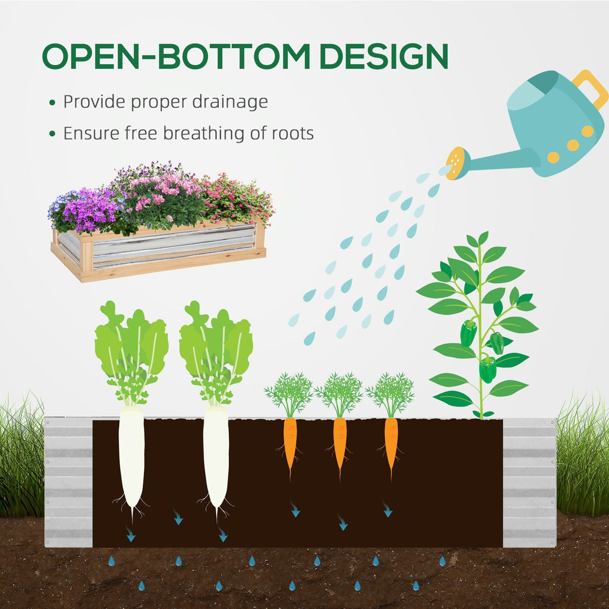 Outsunny Raised Garden Bed with Polycarbonate Cold Frame Cover, 48" x 24" - Natural, view 5