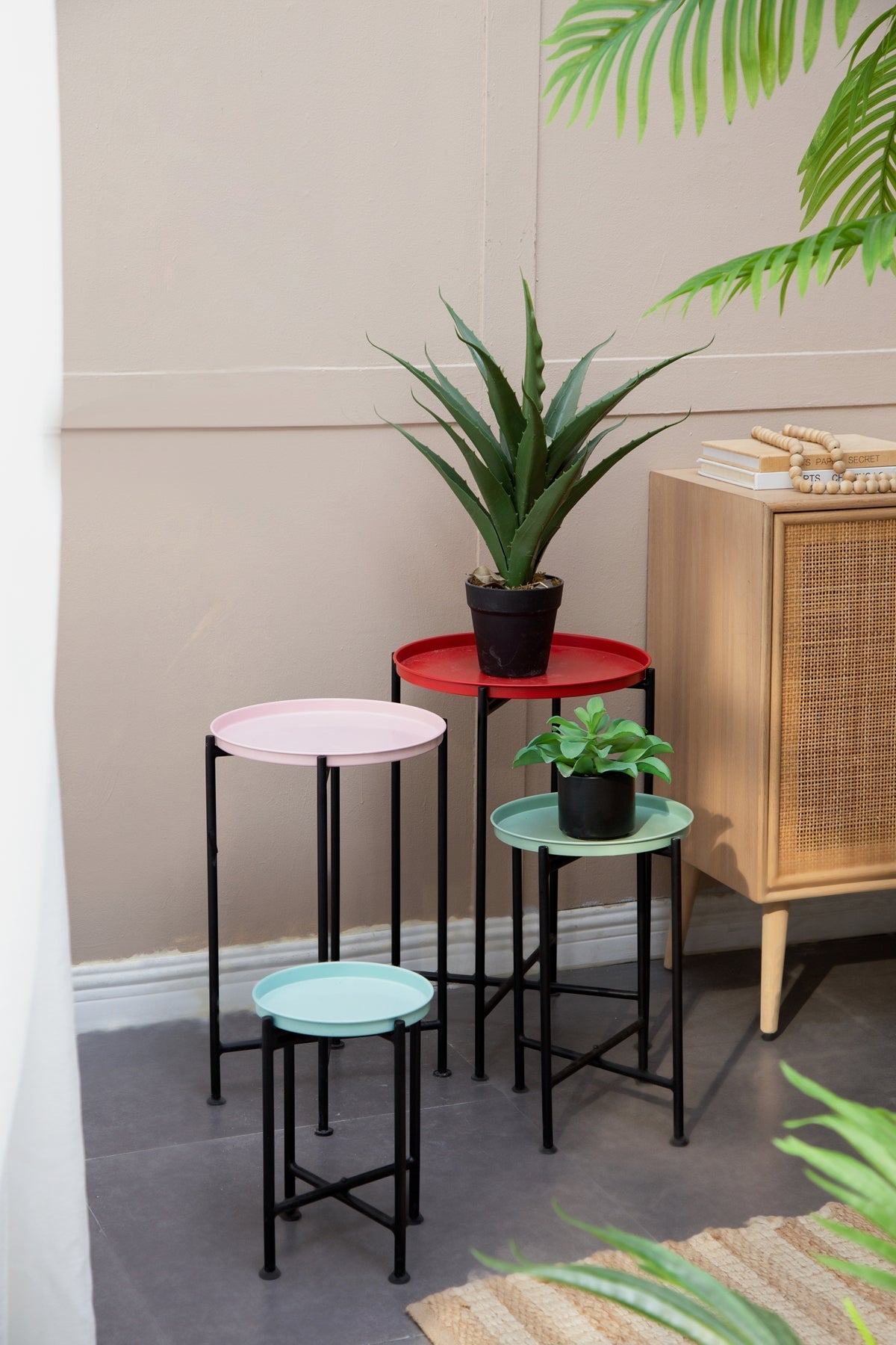 Set of 4 multicolor nesting plant stands