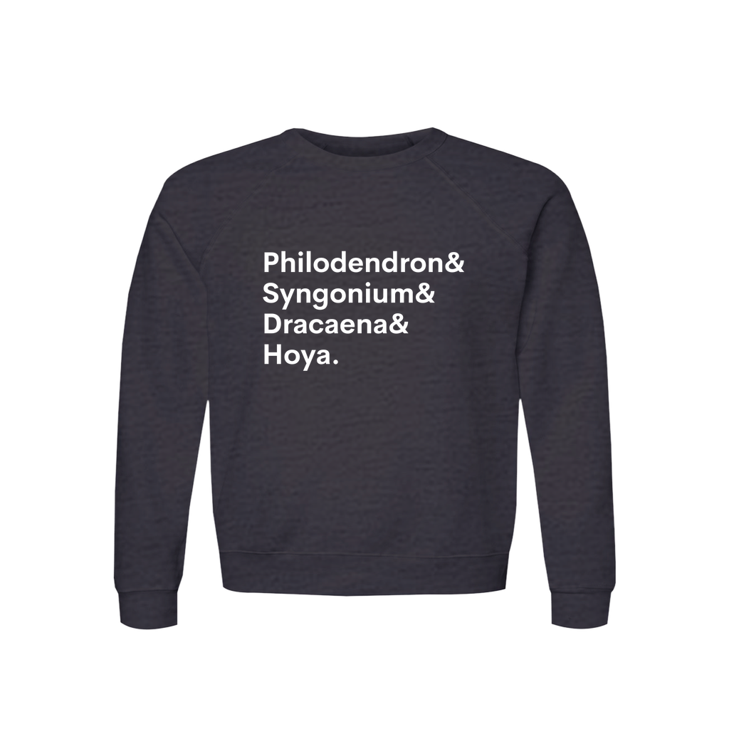 Philodendron, Syngonium, Dracaena & Hoya Plant Lover Sweatshirt – Organic Cotton Raglan