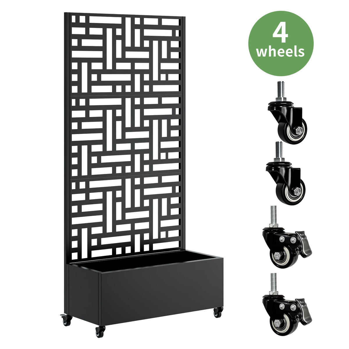 Modern Metal Trellis Planter & Privacy Screen – 73" Tall, view 5