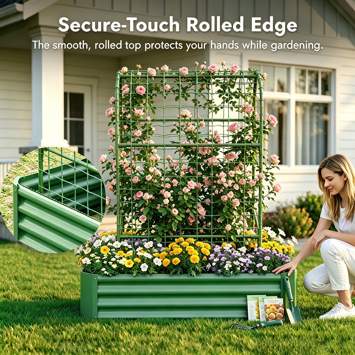 2-in-1 Raised Garden Bed with Trellis - 59" Tall Arch Planter, view 10