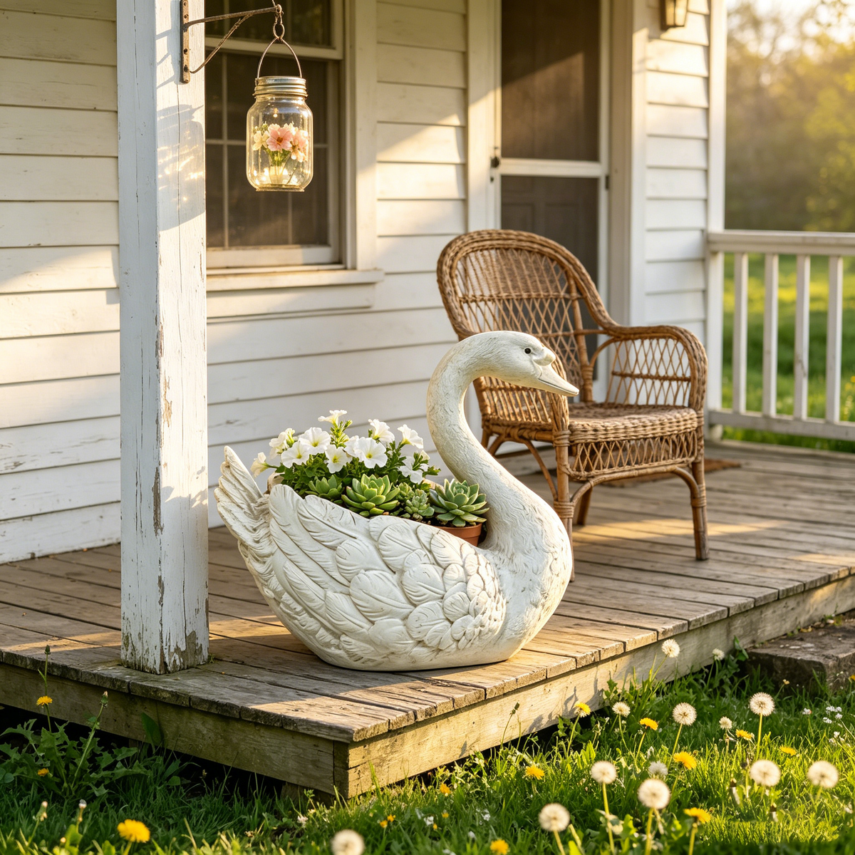 12.6'' Tall Swan Sculpture Planter, view 5