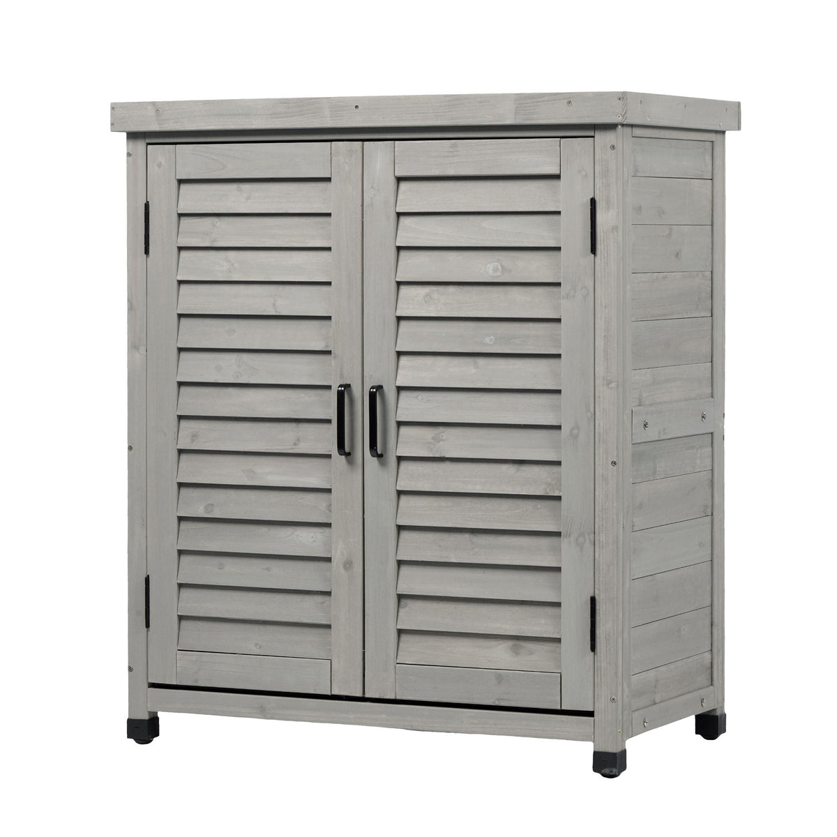 Potting Bench With Storage Cabinet And Metal Table Top For Outdoor, view 13