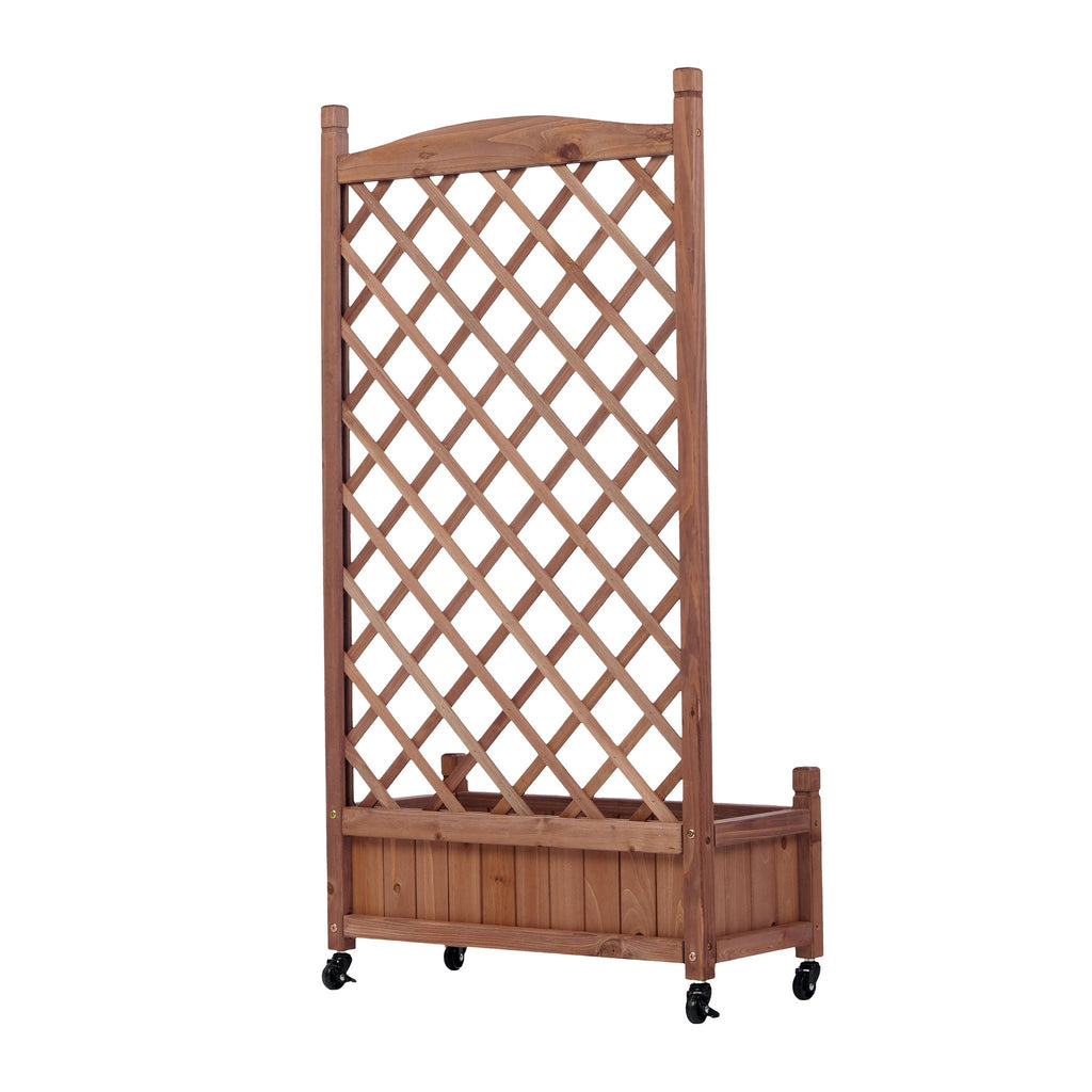 Raised Garden Bed With Trellis 2 Pack, Outdoor Planter Box & Plant Stand With Climbing Racks - Brown, view 3