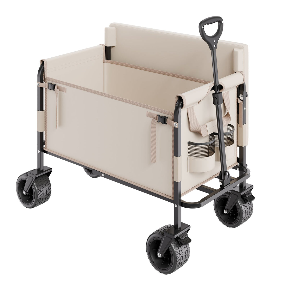 Foldable Steel Garden Wagon Cart with Bench Conversion - Q235 Steel & Oxford