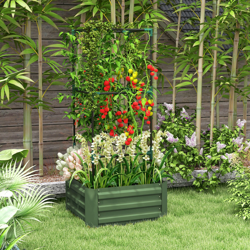 Outsunny 55" Tall Galvanized Raised Garden Bed with Trellis, view 8