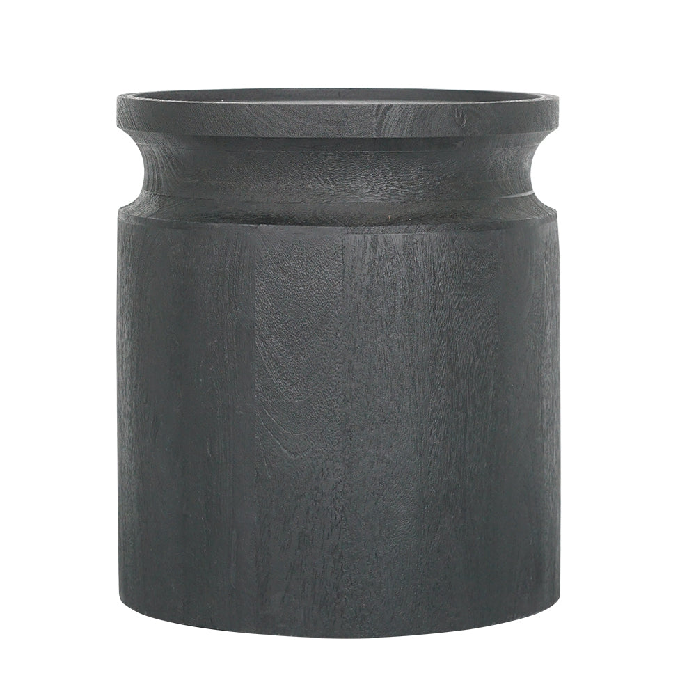 Black Wooden Cylinder Side Table, view 3
