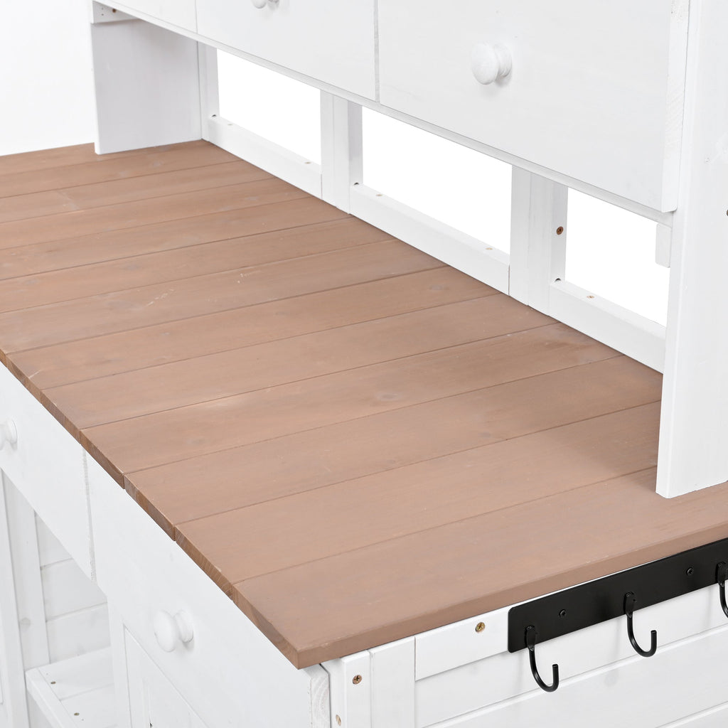 TOPMAX 65.7" Potting Bench with Hutch, 6 Drawers & Cabinets, view 13