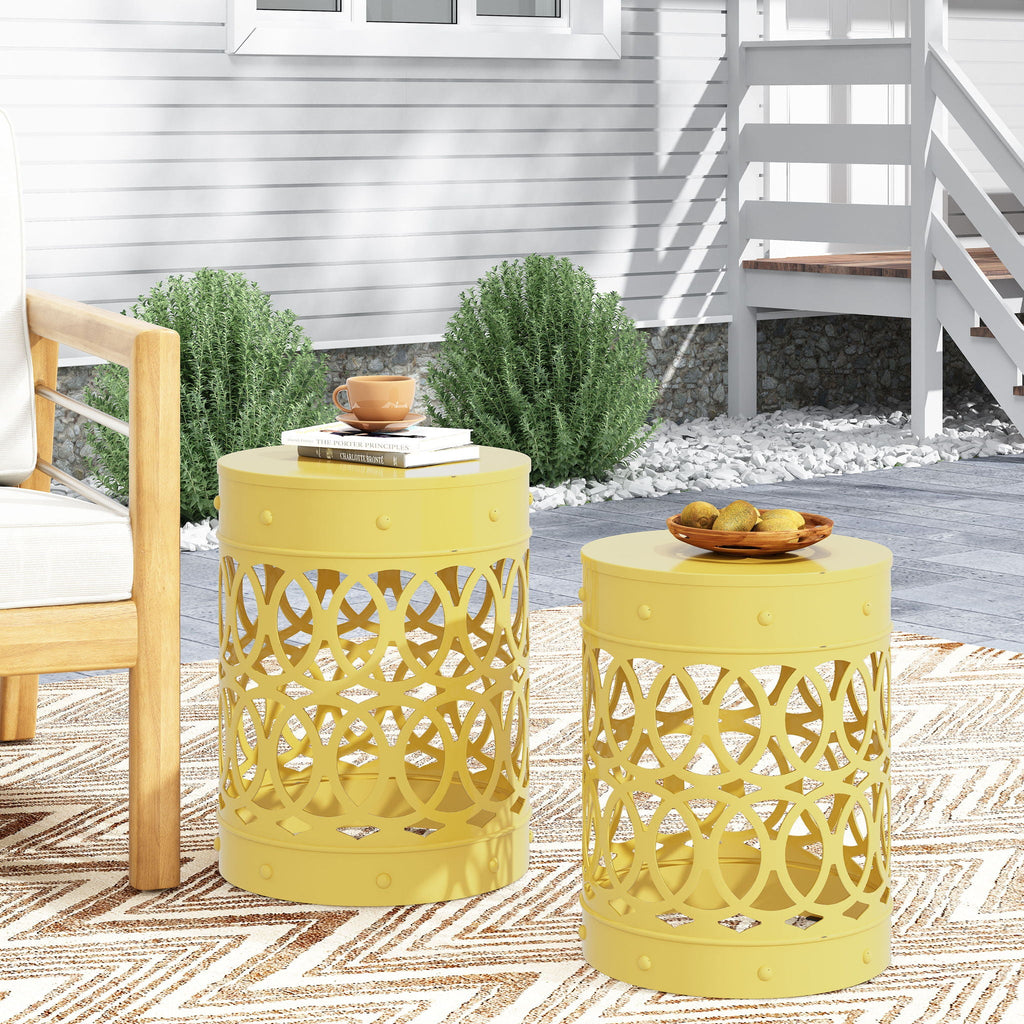 Outdoor Metal Side Table Set of 2, view 8