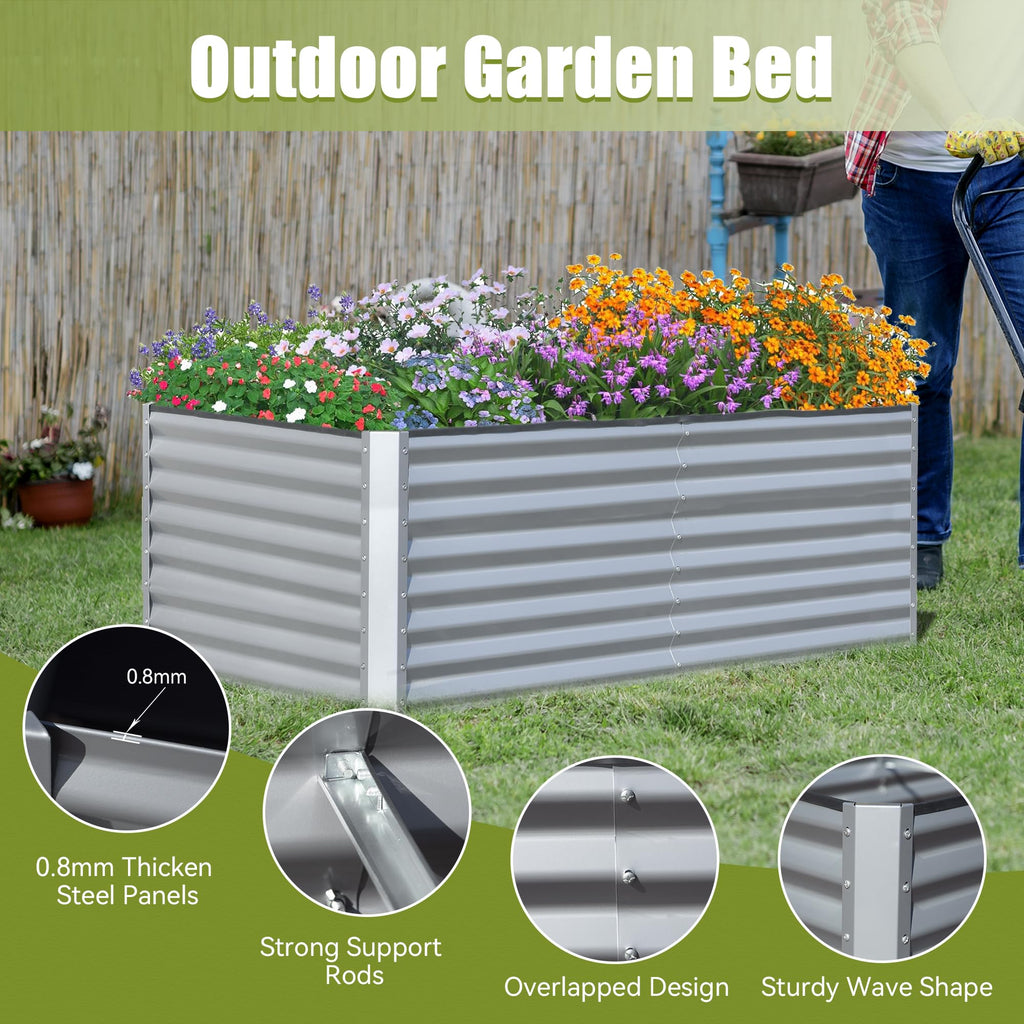 6x3x2ft Galvanized Raised Garden Bed – Silver or Dark Gray, view 4