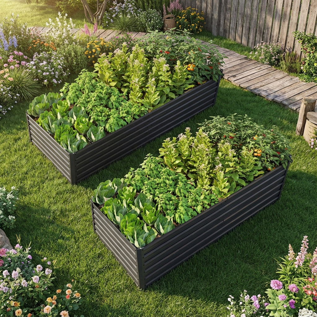 2 Pack Metal Raised Garden Bed Kit Outdoor - 8x4x2 FT Galvanized Planter Boxes Set, view 8