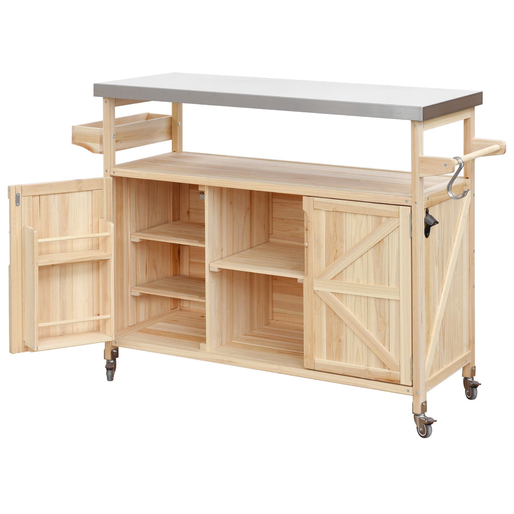 K&K Outdoor Kitchen Island – Natural Fir with Stainless Steel Top, view 15