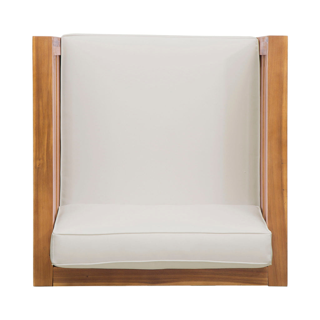 Outdoor Acacia Wood Patio Chair With Fabric Cushion