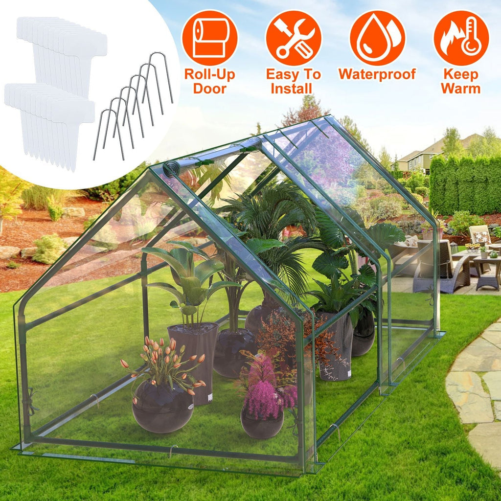 Portable Mini Greenhouse With Roll-Up Zipper Doors Waterproof UV-Resistant PVC Cover Hot House For Indoor, view 4