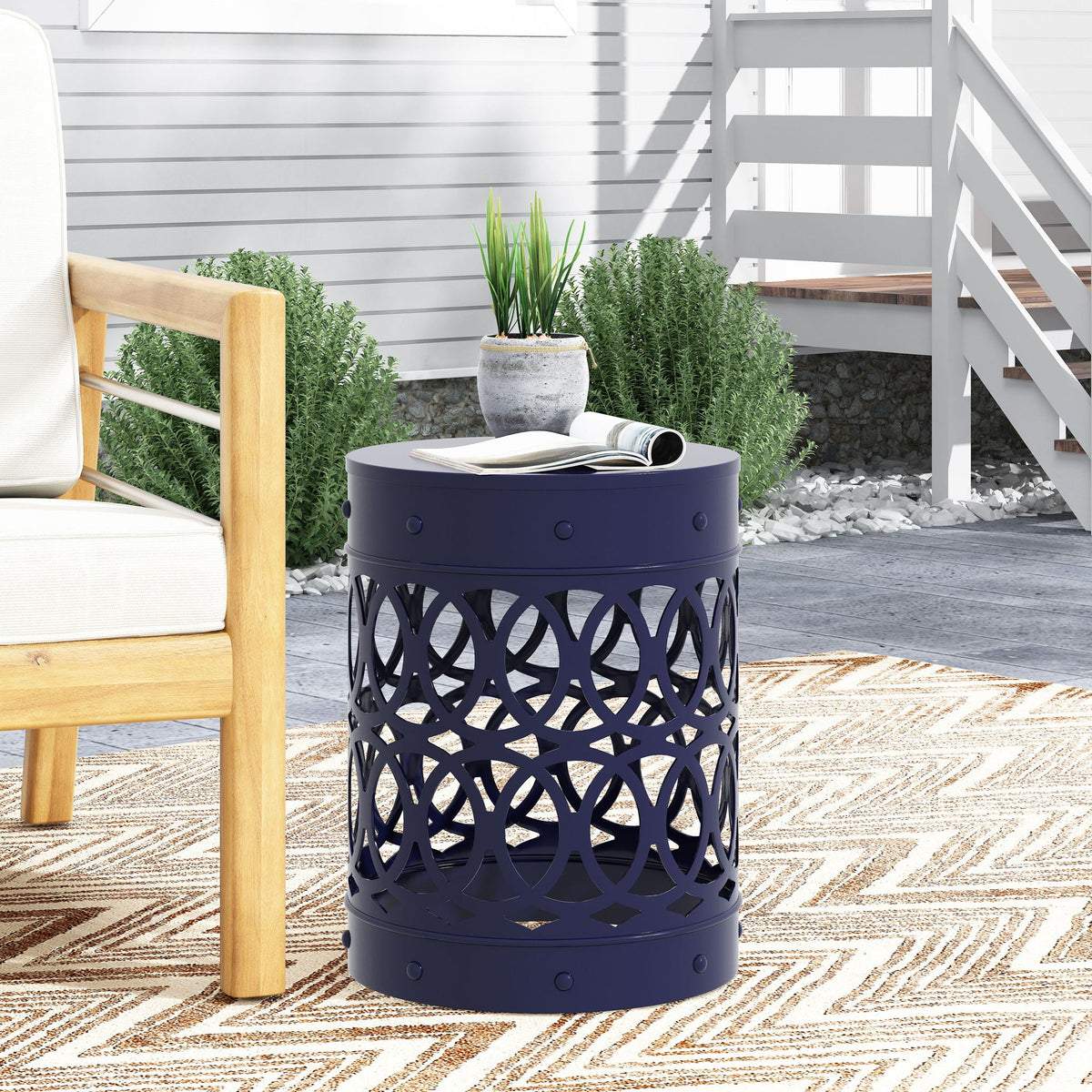 Outdoor Metal Large End Table, Modern Design, view 13