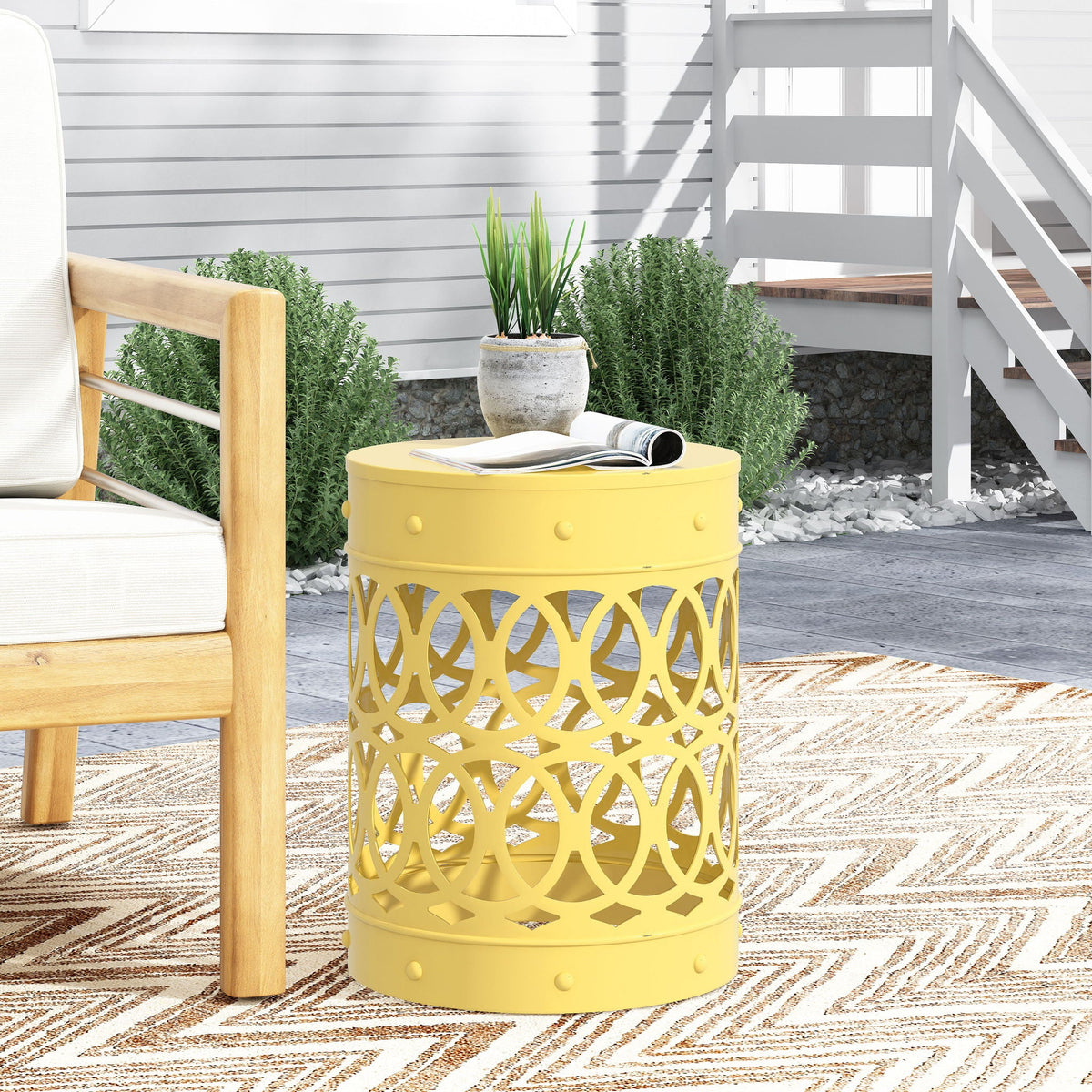 Outdoor Metal Large End Table, Modern Design, view 14