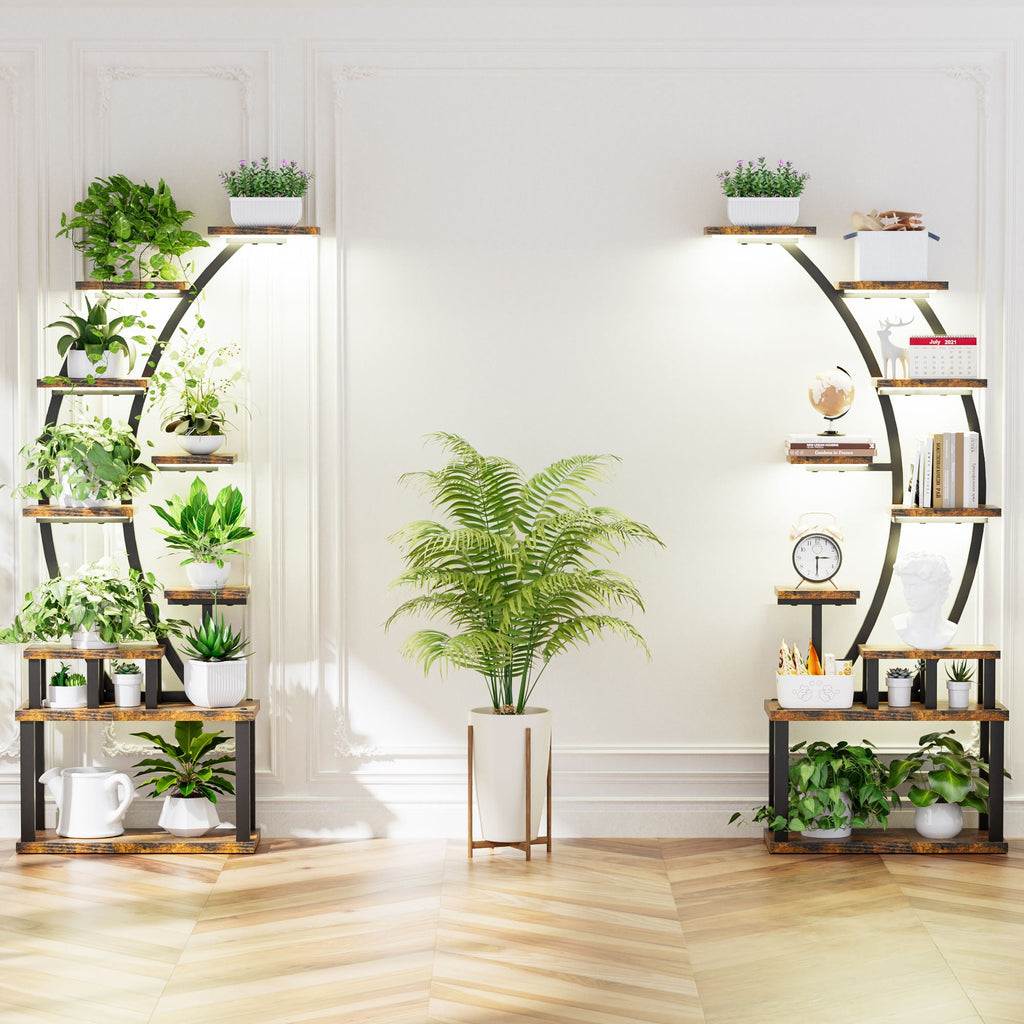 9-tier plant stand with 5 adjustable grow lights, view 9