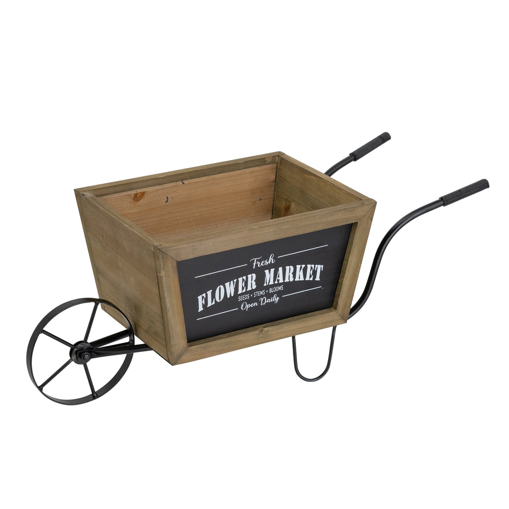 Farmhouse Wheelbarrow Planter with Flower Market Sign, view 3