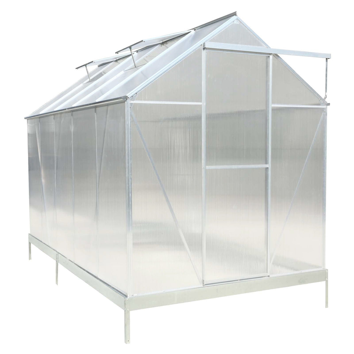 Polycarbonate house, Heavy Duty Outdoor Aluminum Walk-In House Kit With Rain Gutter, Vent And Door For, view 2