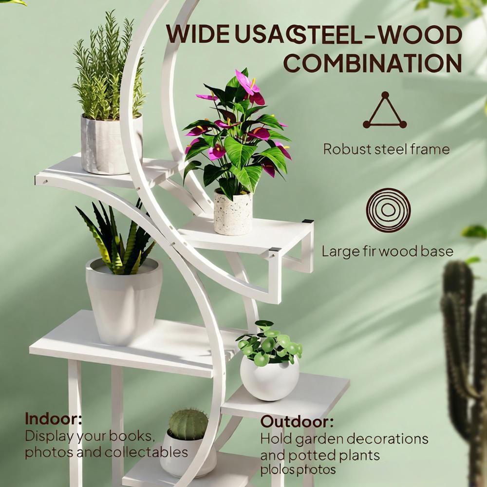White S-shaped 8-tier plant stand, view 5