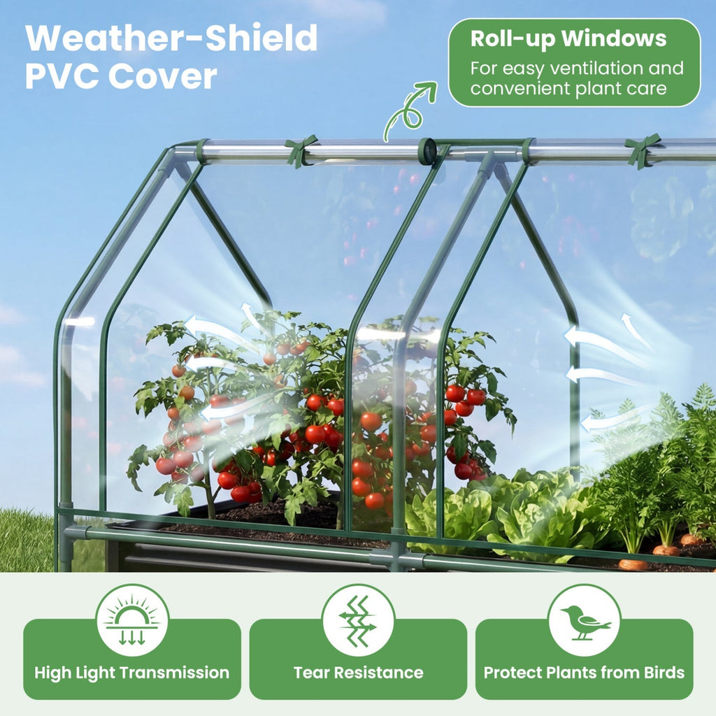 4 x 2 x 3 Feet Small Galvanized Raised Garden Bed with Greenhouse Cover, view 8