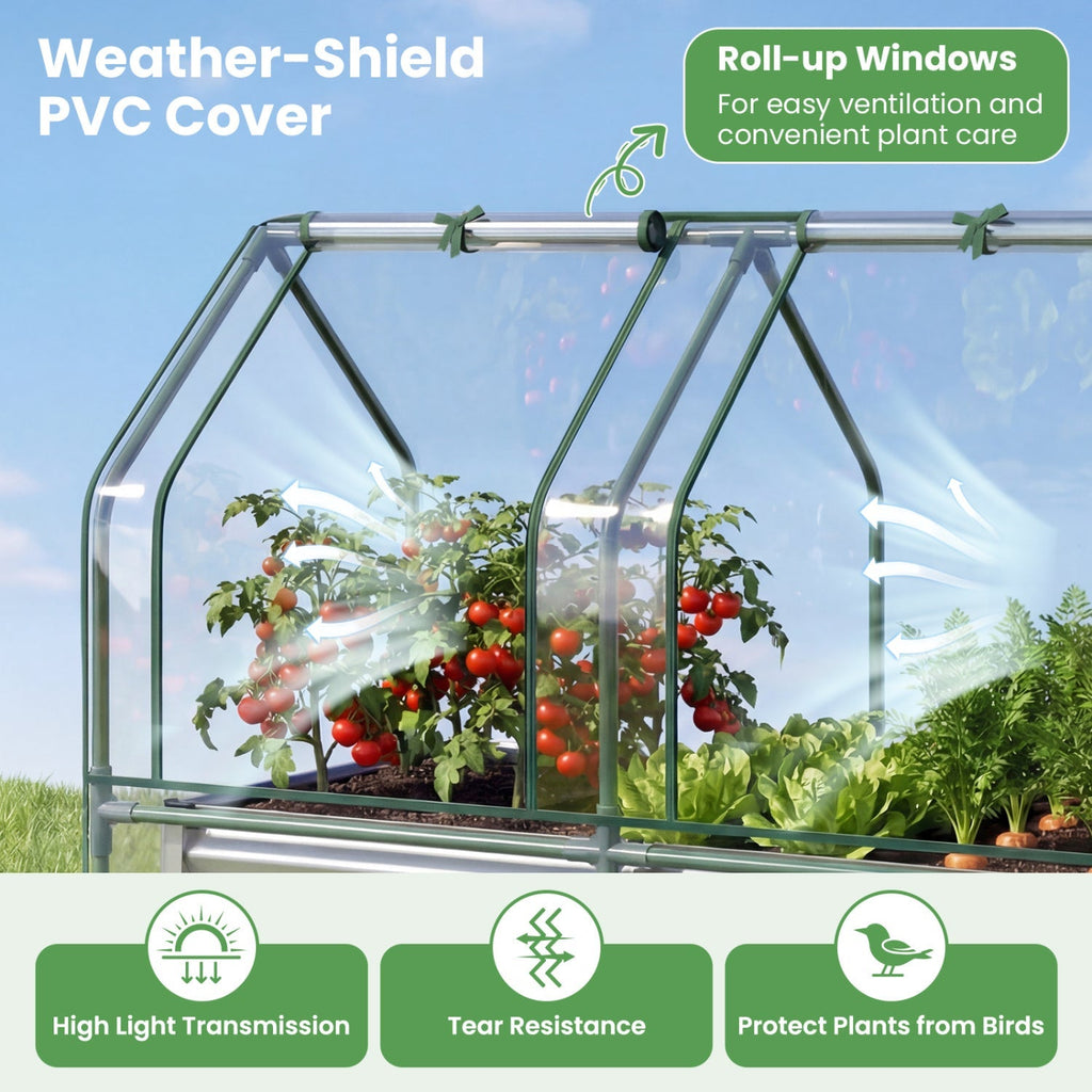 4 x 2 x 3 Feet Small Galvanized Raised Garden Bed with Greenhouse Cover, view 15