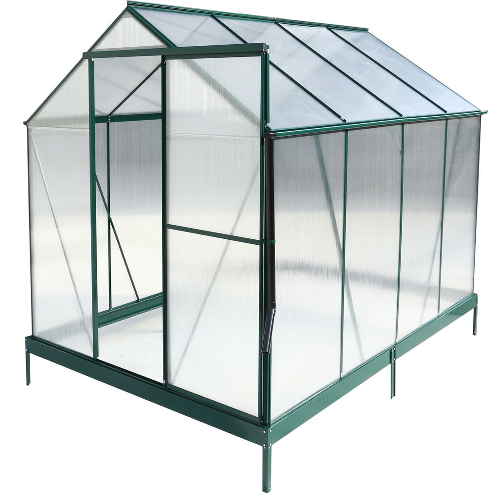 Polycarbonate house, Heavy Duty Outdoor Aluminum Walk-In House Kit With Rain Gutter, Vent And Door For Backyard Garden