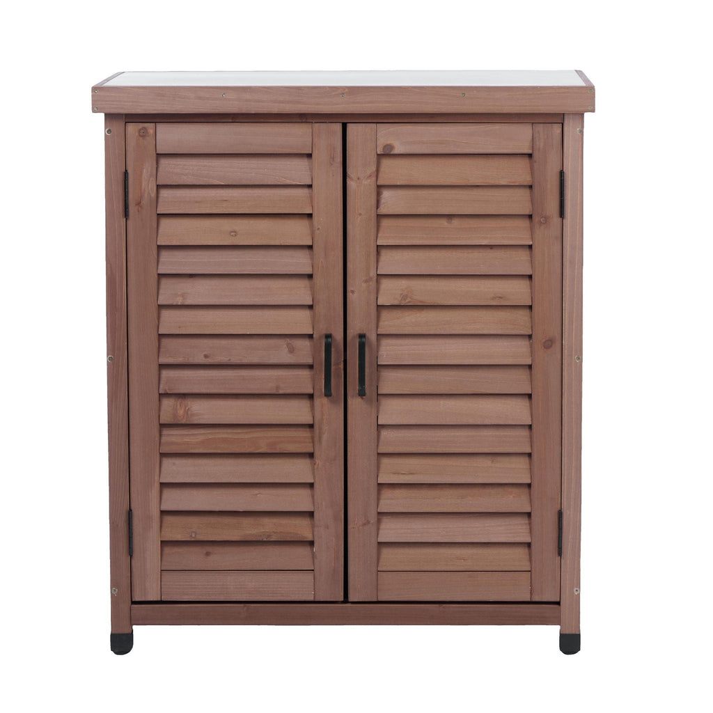 Potting Bench With Storage Cabinet And Metal Table Top For Outdoor, view 14