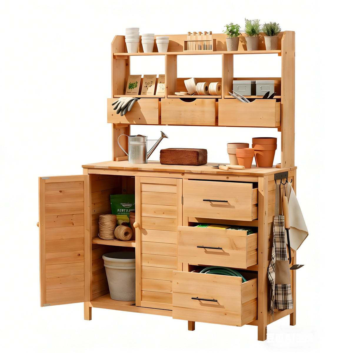 TOPMAX Farmhouse Patio Potting Bench with Storage and Workstation, view 10